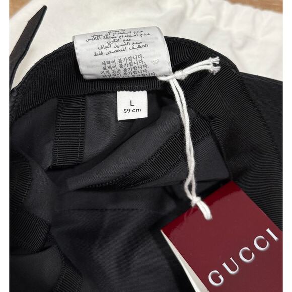Gucci Unisex Cotton Adjustable Script Logo Black Baseball Cap Hat Large main image 4
